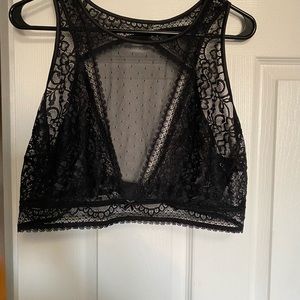 black high neck lace bralette